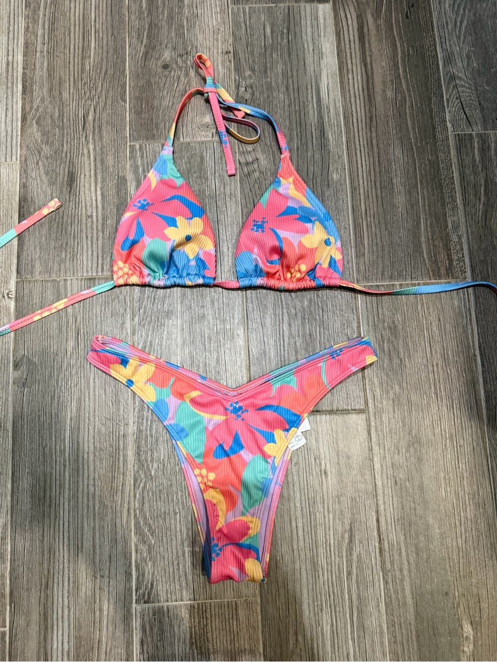 Hollister Pink Floral Triangle Bikini Set
